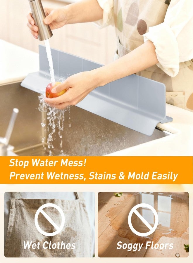 AyNirser Kitchen Sink Splash Guard 23" Silicone Water Guard with Strong Suction Cups, Faucet & Countertop Protector, Bathroom & Sink Edge Splash Guard Strip, Easy Install, Dishwasher Safe-Grey - Image 2